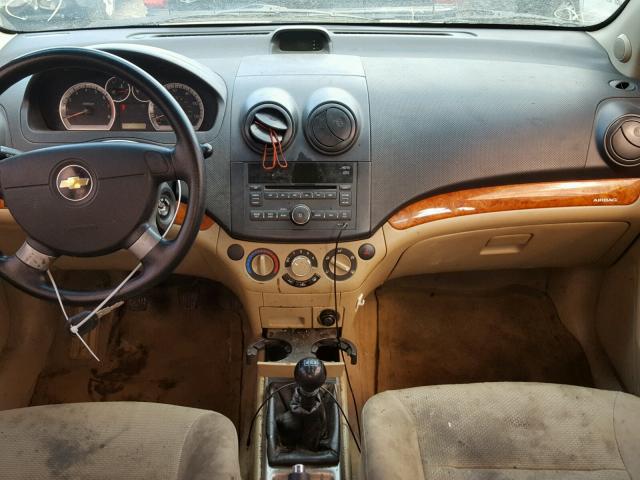 KL1TD56E19B636890 - 2009 CHEVROLET AVEO LS WHITE photo 9