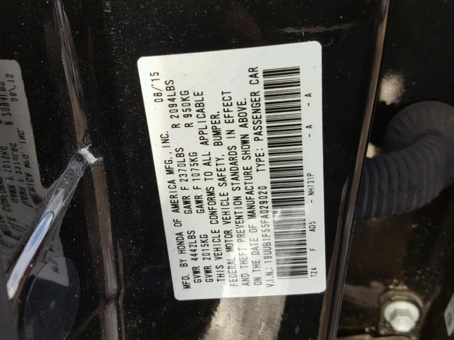 19UUB1F55FA029020 - 2015 ACURA TLX TECH BLACK photo 10