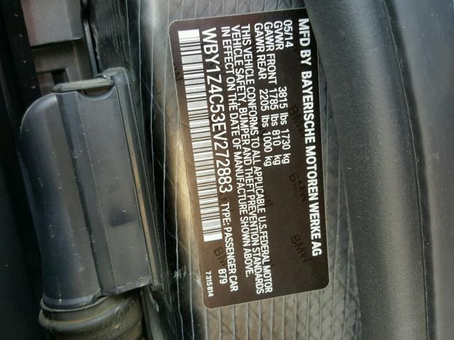 WBY1Z4C53EV272883 - 2014 BMW I3 REX GRAY photo 10