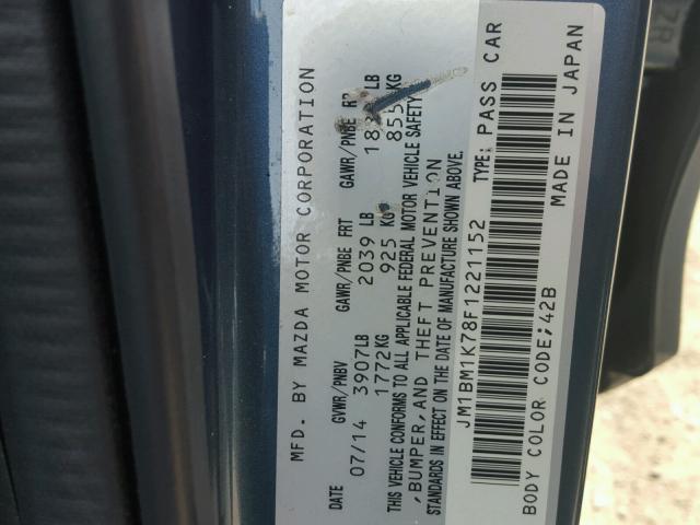 JM1BM1K78F1221152 - 2015 MAZDA 3 SPORT 蓝色 照片 10