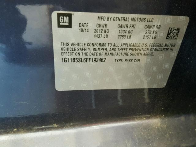 1G11B5SL6FF192462 - 2015 CHEVROLET MALIBU LS ლურჯი ფოტო 10