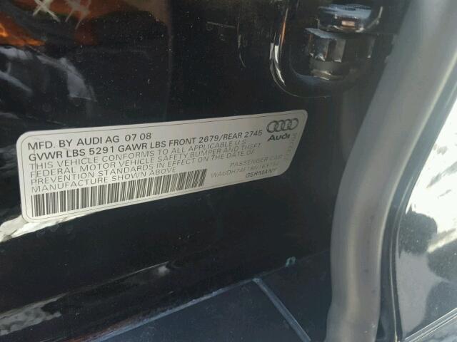 WAUDH74F18N163754 - 2008 AUDI A6 3.2 QUA BLACK photo 10