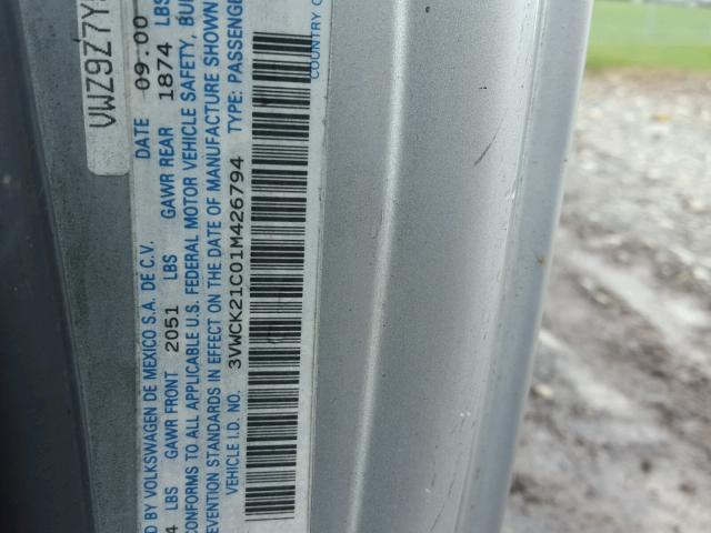 3VWCK21C01M426794 - 2001 VOLKSWAGEN NEW BEETLE ვერცხლისფერი ფოტო 10