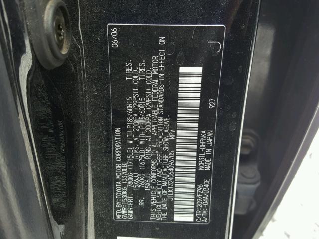 JTLKT324064096705 - 2006 TOYOTA SCION XB BLACK photo 10