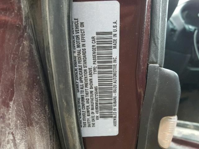 4S3BD6855X7255485 - 1999 SUBARU LEGACY 30T MAROON photo 10