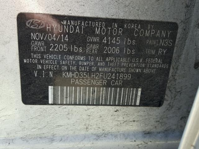 KMHD35LH2FU241899 - 2015 HYUNDAI ELANTRA GT SILVER photo 10