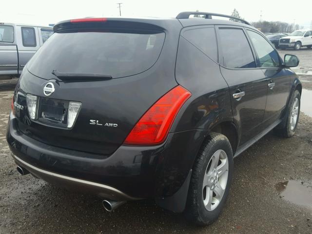 JN8AZ08W63W228884 - 2003 NISSAN MURANO SL BLACK photo 4