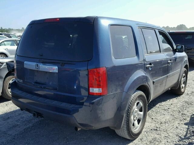 5FNYF38219B011158 - 2009 HONDA PILOT LX BLUE photo 4