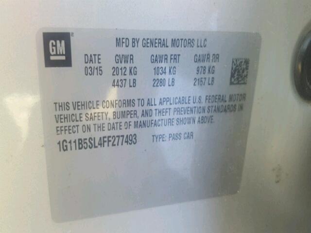 1G11B5SL4FF277493 - 2015 CHEVROLET MALIBU LS SILVER photo 10