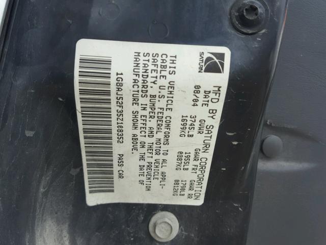 1G8AJ52F35Z108352 - 2005 SATURN ION LEVEL SILVER photo 10