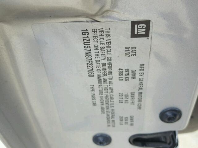 1G1ZU57N87F227060 - 2007 CHEVROLET MALIBU LTZ 银色 照片 10