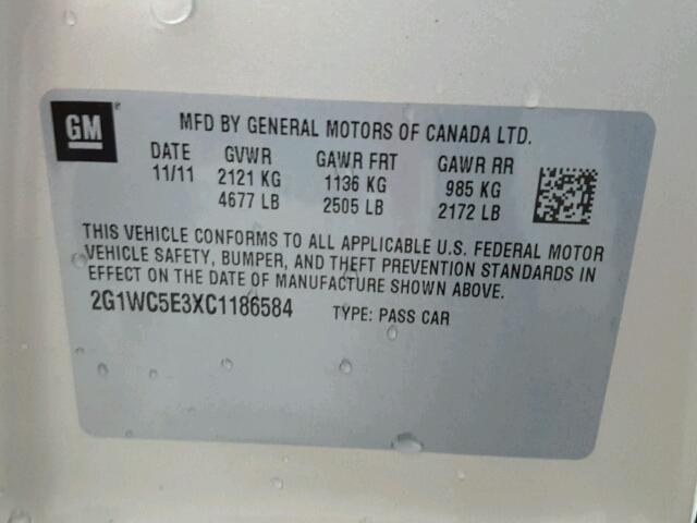 2G1WC5E3XC1186584 - 2012 CHEVROLET IMPALA LTZ TAN photo 10