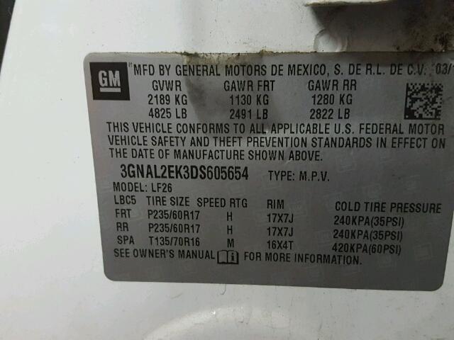 3GNAL2EK3DS605654 - 2013 CHEVROLET CAPTIVA LS 白色 照片 10