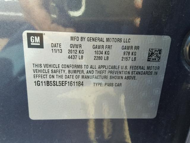 1G11B5SL5EF161184 - 2014 CHEVROLET MALIBU LS 蓝色 照片 10