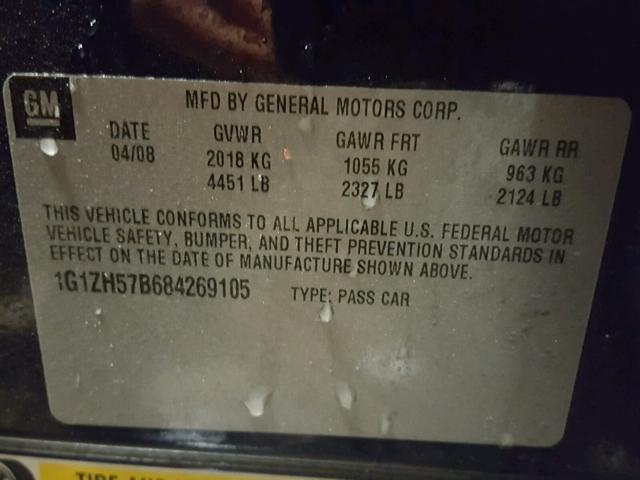 1G1ZH57B684269105 - 2008 CHEVROLET MALIBU 1LT 蓝色 照片 10