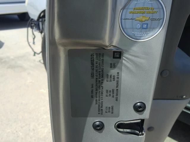 1G1ZS58F57F110291 - 2007 CHEVROLET MALIBU LS ნაცრისფერი ფოტო 10