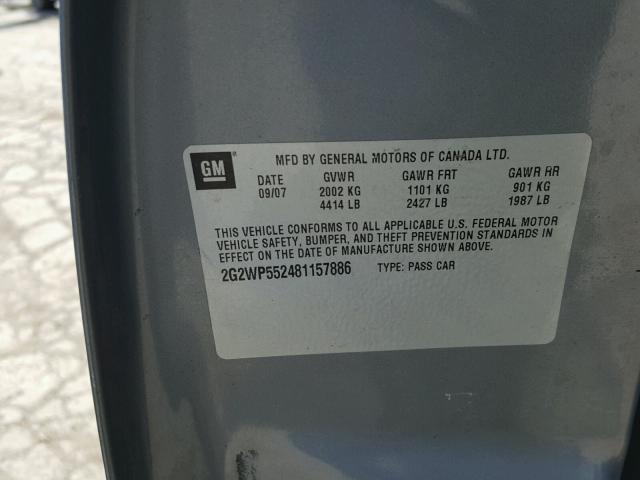 2G2WP552481157886 - 2008 PONTIAC GRAND PRIX Yaşıl foto 10