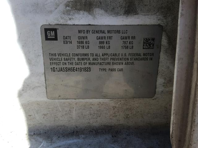 1G1JA5SH6E4191823 - 2014 CHEVROLET SONIC LS Ağ foto 10