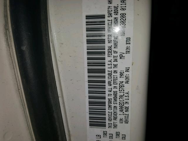 1J4AA2D17AL157874 - 2010 JEEP WRANGLER S WHITE photo 10