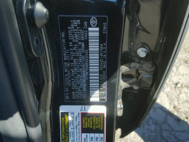 4T1BK1EB8DU032403 - 2013 TOYOTA AVALON BAS BLACK photo 10