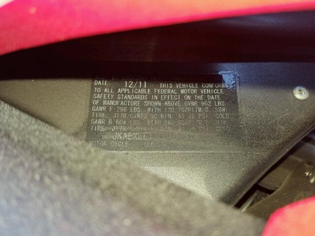 JKAEXEE13CDA00374 - 2012 KAWASAKI EX650 EC RED photo 10