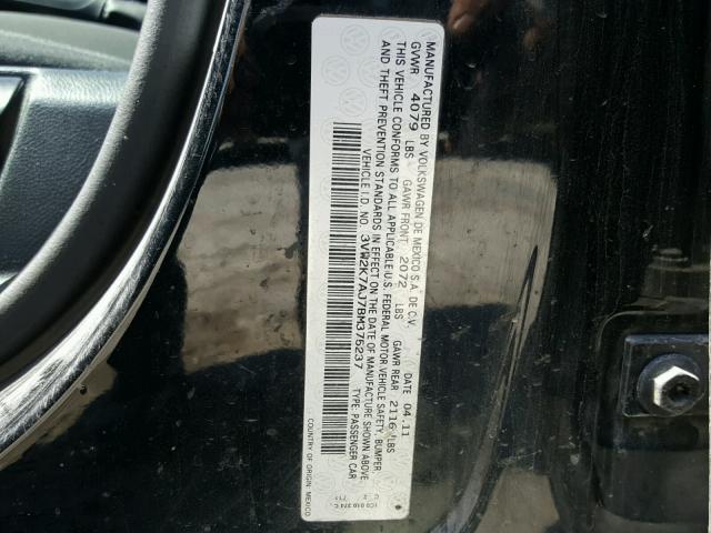 3VW2K7AJ7BM375237 - 2011 VOLKSWAGEN JETTA BASE 勃艮第红 照片 10