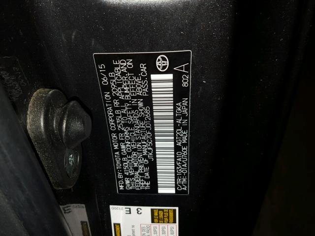 JTKJF5C70FJ012685 - 2015 TOYOTA SCION TC 灰色 照片 10