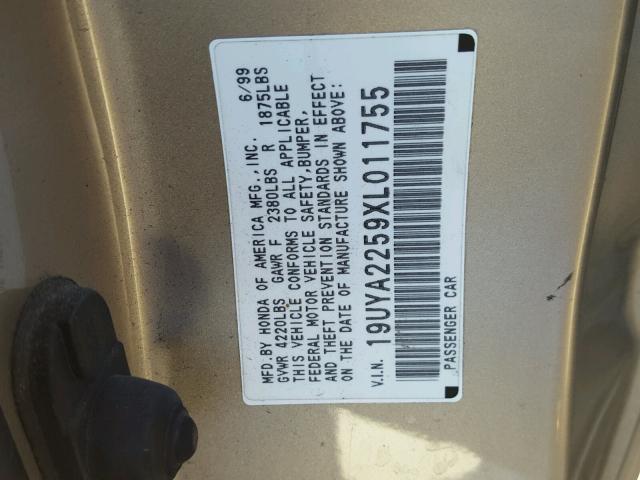 19UYA2259XL011755 - 1999 ACURA 3.0CL Күміс фото 10