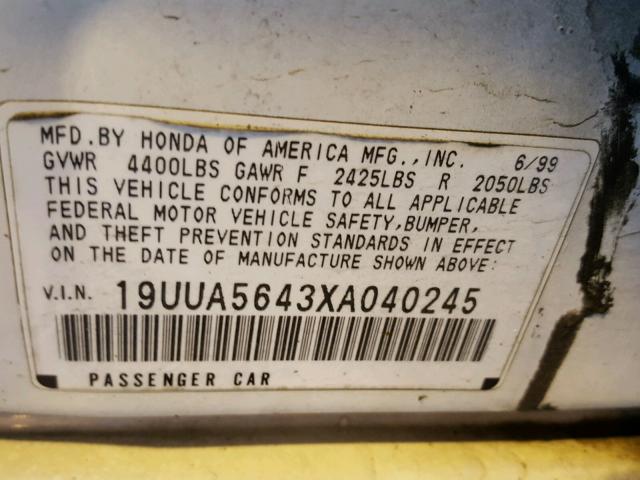 19UUA5643XA040245 - 1999 ACURA 3.2TL WHITE photo 10