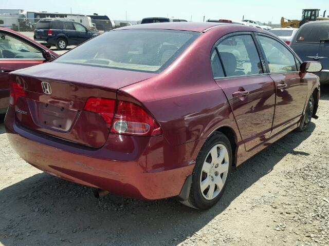 1HGFA16578L092591 - 2008 HONDA CIVIC LX BURGUNDY photo 4