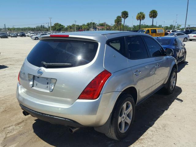 JN8AZ08T23W120767 - 2003 NISSAN MURANO SL SILVER photo 4