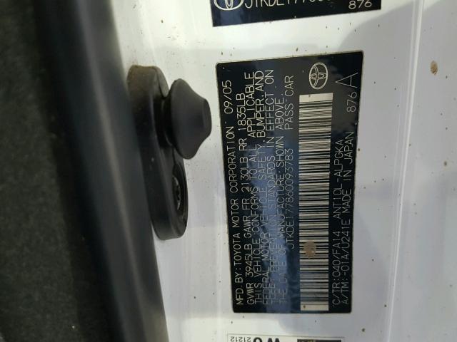 JTKDE177860093783 - 2006 TOYOTA SCION TC 白色 照片 10