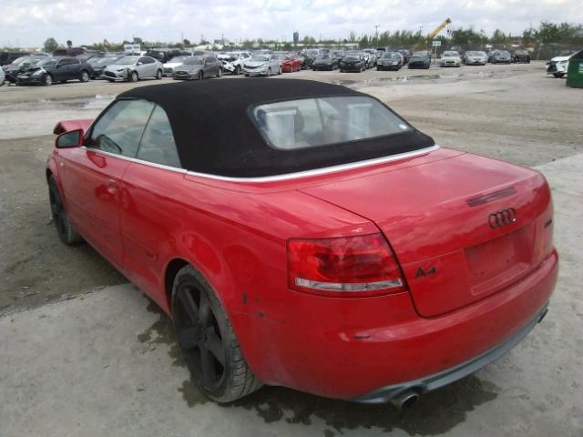 WAUBF48HX7K021846 - 2007 AUDI A4 S-LINE RED photo 3