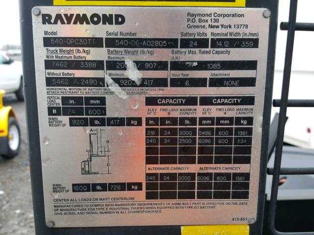 54006A02805 - 2006 RAYM FORKLIFT 红色 照片 10
