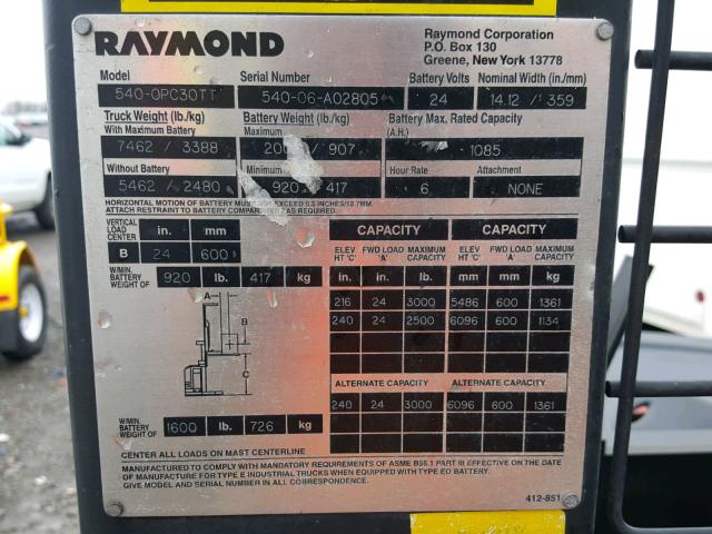 54006A02805 - 2006 RAYM FORKLIFT RED photo 10