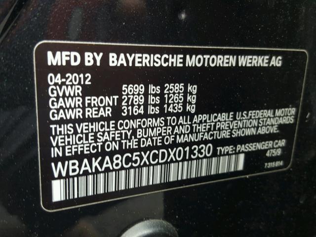WBAKA8C5XCDX01330 - 2012 BMW 750I BLACK photo 10
