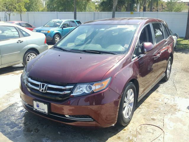 5FNRL5H38GB031096 - 2016 HONDA ODYSSEY SE BURGUNDY photo 2