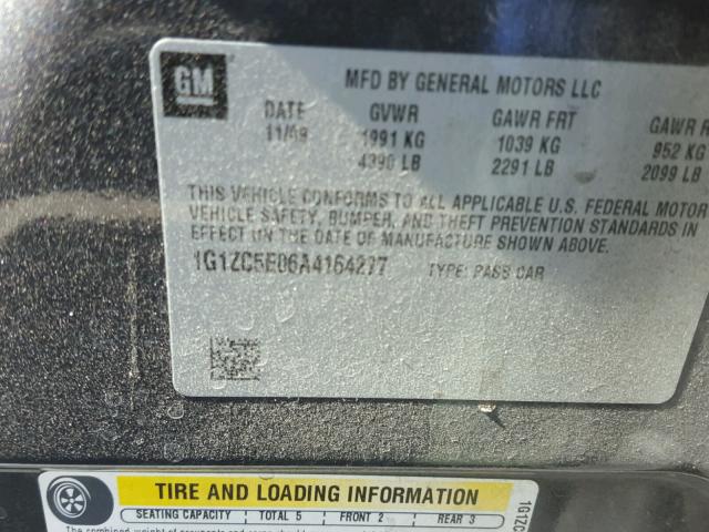 1G1ZC5E06A4164277 - 2010 CHEVROLET MALIBU 1LT GRAY photo 10