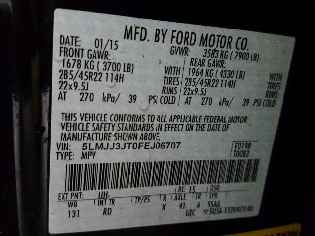 5LMJJ3JT0FEJ06707 - 2015 LINCOLN NAVIGATOR 黑色 照片 10