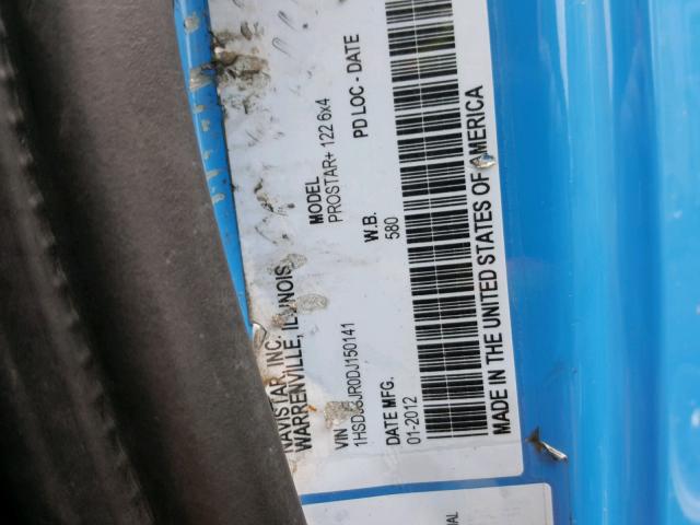 1HSDJSJR0DJ150141 - 2013 INTERNATIONAL PROSTAR أزرق صورة 10