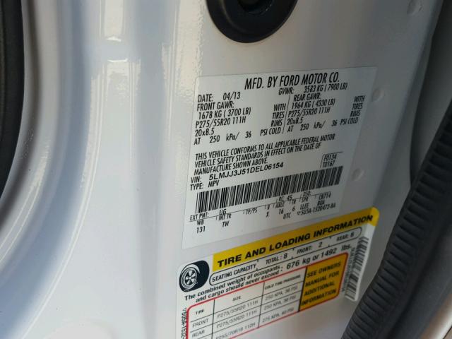 5LMJJ3J51DEL06154 - 2013 LINCOLN NAVIGATOR 白色 照片 10