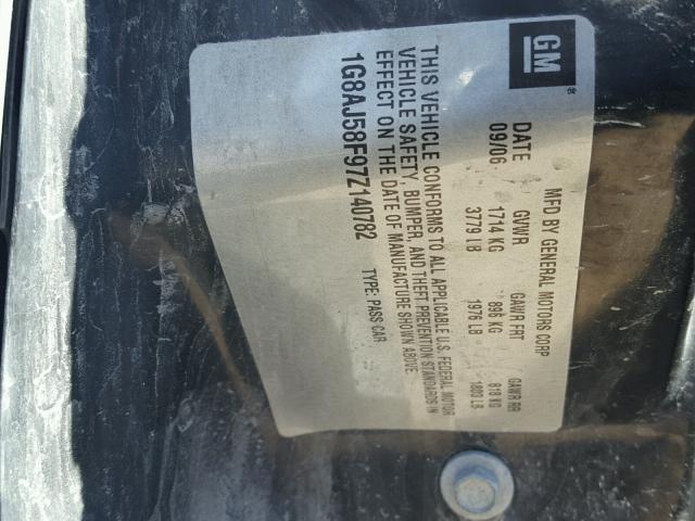 1G8AJ58F97Z140782 - 2007 SATURN ION LEVEL ვერცხლისფერი ფოტო 10