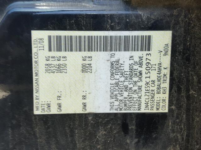 1N4CL21E59C150973 - 2009 NISSAN ALTIMA HYB BLACK photo 10