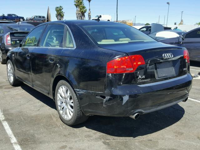 WAUAF78E58A165265 - 2008 AUDI A4 2.0T BLACK photo 3