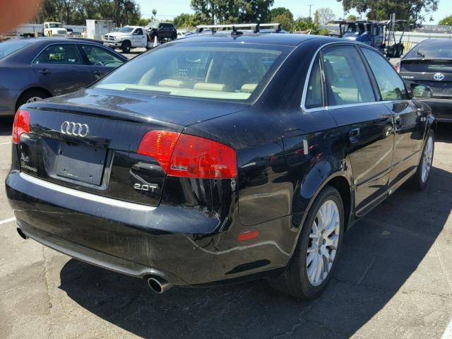 WAUAF78E58A165265 - 2008 AUDI A4 2.0T BLACK photo 4