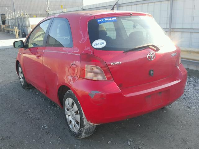 JTDJT923075100314 - 2007 TOYOTA YARIS RED photo 3