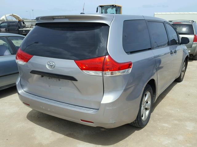 5TDZK3DC6DS299357 - 2013 TOYOTA SIENNA BAS SILVER photo 4