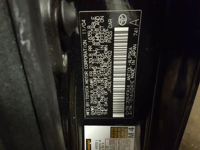 JTKDE167050029902 - 2005 TOYOTA SCION TC 黑色 照片 10