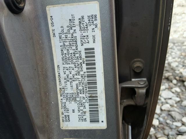 JTLKT324450177874 - 2005 TOYOTA SCION XB 灰色 照片 10