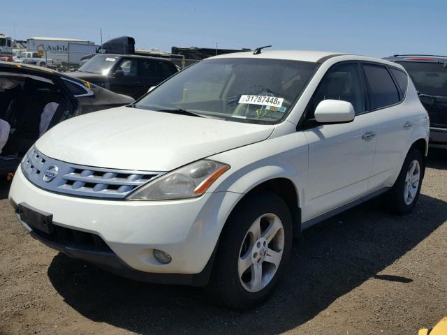 JN8AZ08W93W229186 - 2003 NISSAN MURANO SL WHITE photo 2